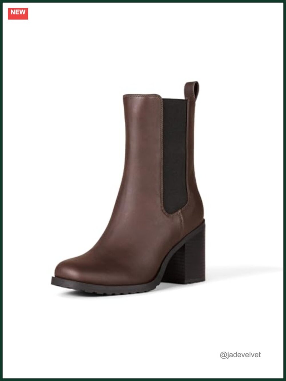 Women's Mid Calf Heeled Chelsea Boots Faux Nubuck Leather Slip On Lug Sole